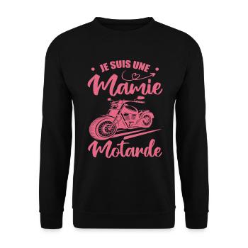 Mamie Motarde Mamou Humour - Sweat-shirt Unisexe - noir - Devant - Alina (178cm) & Michal (187cm)