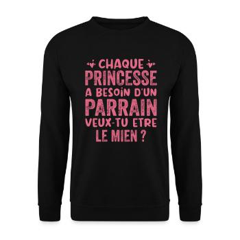 Veux Tu Etre Mon Parrain - Sweat-shirt Unisexe - noir - Devant - Alina (178cm) & Michal (187cm)