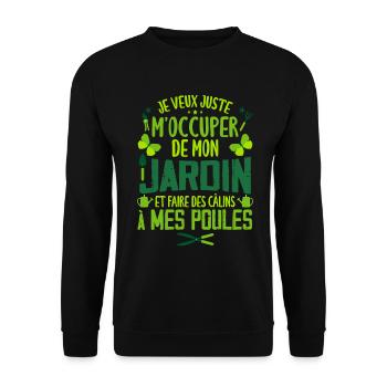Papy Poule - Jardinage et Poules Cadeaux - Sweat-shirt Unisexe - noir - Devant - Alina (178cm) & Michal (187cm)