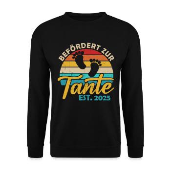 Befördert zur Tante 2025 - Unisex Pullover - Schwarz - Vorne - Alina (178cm) & Michal (187cm)