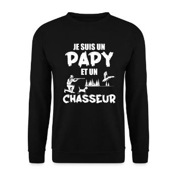 Je Suis Un Papa Et Un Chasseur - Cadeau Chasseur - Sweat-shirt Unisexe - noir - Devant - Alina (178cm) & Michal (187cm)