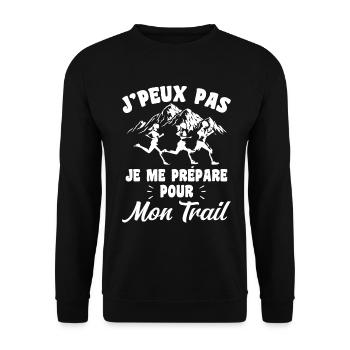 Je Peux Pas Je Me Prépare Pour Mon Trail - Sweat-shirt Unisexe - noir - Devant - Alina (178cm) & Michal (187cm)