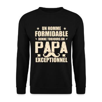 Un Papa Exceptionnel Humour Cadeau Fête Des Pères - Sweat-shirt Unisexe - noir - Devant - Alina (178cm) & Michal (187cm)