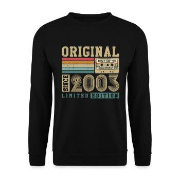 Original geboren 2003 Jahrgang Geburtstagsgeschenk - Unisex Pullover - Schwarz - Vorne - Alina (178cm) & Michal (187cm)