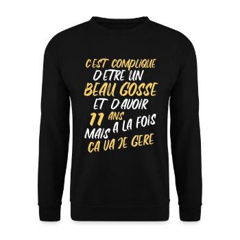 Cadeau D'anniversaire Beau gosse et d'avoir 11 ans - Sweat-shirt Unisexe - noir - Devant - Alina (178cm) & Michal (187cm)