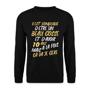 Cadeau D'anniversaire Beau gosse et d'avoir 10 ans - Sweat-shirt Unisexe - noir - Devant - Alina (178cm) & Michal (187cm)