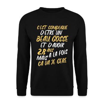 Cadeau D'anniversaire Beau gosse et d'avoir 28 ans - Sweat-shirt Unisexe - noir - Devant - Alina (178cm) & Michal (187cm)