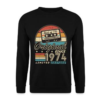 Original depuis 1974 Vintage cadeau d’anniversaire - Sweat-shirt Unisexe - noir - Devant - Alina (178cm) & Michal (187cm)