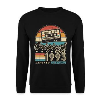 Original seit 1993 Vintage Geschenk Geburtstag - Unisex Pullover - Schwarz - Vorne - Alina (178cm) & Michal (187cm)
