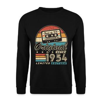 Original Since 1954 Vintage Gift Birthday - Unisex Sweatshirt - black - Front - Alina (178cm) & Michal (187cm)