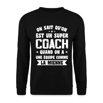 Un Super Coach Cadeau Entraîneur Sportif Humour - Sweat-shirt Unisexe - noir - Devant - Alina (178cm) & Michal (187cm)