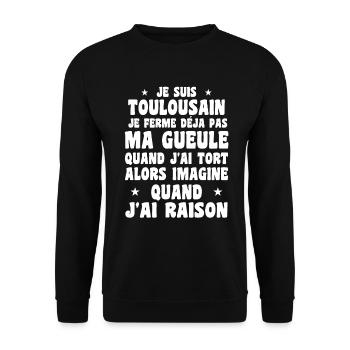 Je suis Toulousain - Je ferme pas ma gueule - Sweat-shirt Unisexe - noir - Devant - Alina (178cm) & Michal (187cm)