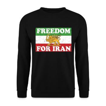 Iranian Lion Flag FREEDOM FOR IRAN Support Women - Unisex Sweatshirt - black - Front - Alina (178cm) & Michal (187cm)