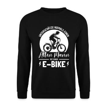 Elektrofahrrad Ebike Elektro Bike Fahrradfahrer - Unisex Pullover - Schwarz - Vorne - Alina (178cm) & Michal (187cm)