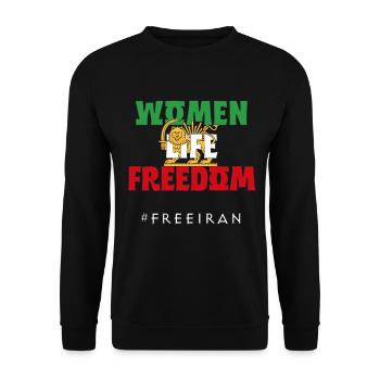 Drapeau iranien #nohijab soutenir les femmes d’Iran LION - Sweat-shirt Unisexe - noir - Devant - Alina (178cm) & Michal (187cm)