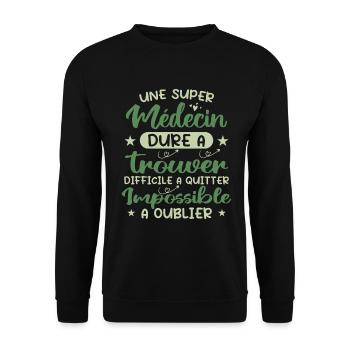 Une Super Médecin - Fête Des Mères - Sweat-shirt Unisexe - noir - Devant - Alina (178cm) & Michal (187cm)