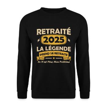 Humour Cadeau Retraité 2025 - Sweat-shirt Unisexe - noir - Devant - Alina (178cm) & Michal (187cm)