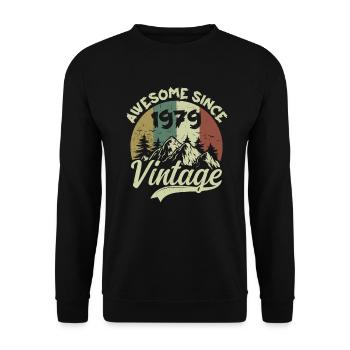 Jahrgang 1979 Geburtstagsgeschenk 1979 - Unisex Pullover - Schwarz - Vorne - Alina (178cm) & Michal (187cm)