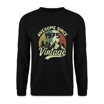 Jahrgang 1975 Geburtstagsgeschenk 1975 - Unisex Pullover - Schwarz - Vorne - Alina (178cm) & Michal (187cm)
