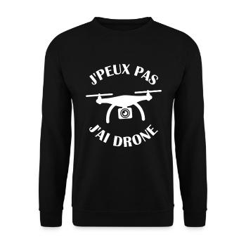 J peux pas j ai Drone - Sweat-shirt Unisexe - noir - Devant - Alina (178cm) & Michal (187cm)