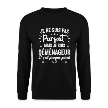 Je Ne Suis Pas Parfait Mais Déménageur - Sweat-shirt Unisexe - noir - Devant - Alina (178cm) & Michal (187cm)