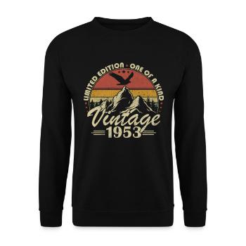Vintage 1953 Birthday Gift Born in 1953 - Unisex Sweatshirt - black - Front - Alina (178cm) & Michal (187cm)