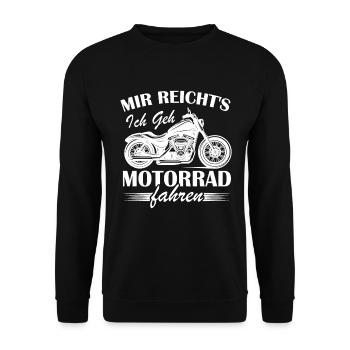 Mir reichts ich geh Motorrad fahren - Unisex Pullover - Schwarz - Vorne - Alina (178cm) & Michal (187cm)