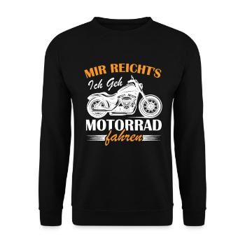 Mir reichts ich geh Motorrad fahren - Unisex Pullover - Schwarz - Vorne - Alina (178cm) & Michal (187cm)
