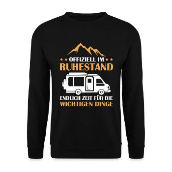 Offiziell im Ruhestand, zeit für Camping - Unisex Pullover - Schwarz - Vorne - Alina (178cm) & Michal (187cm)