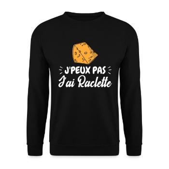 J'peux Pas J'ai Raclette - Sweat-shirt Unisexe - noir - Devant - Alina (178cm) & Michal (187cm)