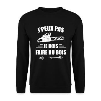 J'peux Pas Je Dois Faire Du Bois - Sweat-shirt Unisexe - noir - Devant - Alina (178cm) & Michal (187cm)