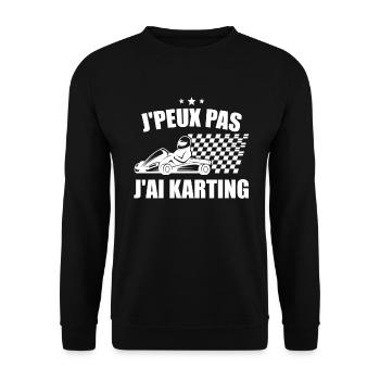 J'peux Pas J'ai Karting Cadeau - Sweat-shirt Unisexe - noir - Devant - Alina (178cm) & Michal (187cm)