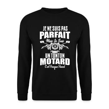 Pas Parfait Mais Je Suis Un Tonton Motard Cadeau - Sweat-shirt Unisexe - noir - Devant - Alina (178cm) & Michal (187cm)