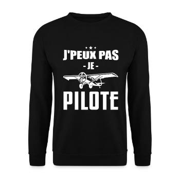 J'peux Pas Je Pilote - Cadeau Rétro Avion - Sweat-shirt Unisexe - noir - Devant - Alina (178cm) & Michal (187cm)