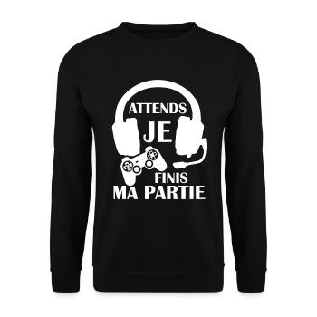 Attends Je Finis Ma Partie - Sweat-shirt Unisexe - noir - Devant - Alina (178cm) & Michal (187cm)