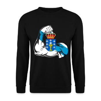 Bras de fierté galicienne avec drapeau galicien Galice, - Sweat-shirt Unisexe - noir - Devant - Alina (178cm) & Michal (187cm)