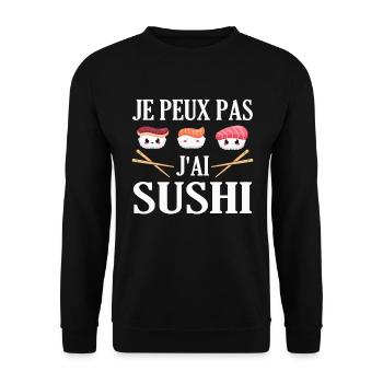Je peux pas J'ai Sushi humour cadeau - Sweat-shirt Unisexe - noir - Devant - Alina (178cm) & Michal (187cm)