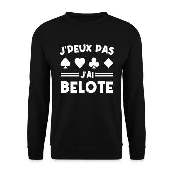 Je Peux Pas J ai Belote - Sweat-shirt Unisexe - noir - Devant - Alina (178cm) & Michal (187cm)