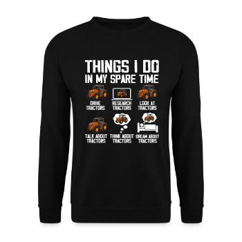 6 Things I Do In My Spare Time Tractors lover - Unisex Sweatshirt - black - Front - Alina (178cm) & Michal (187cm)
