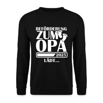 Beförderung zum Opa 2025 - Unisex Pullover - Schwarz - Vorne - Alina (178cm) & Michal (187cm)