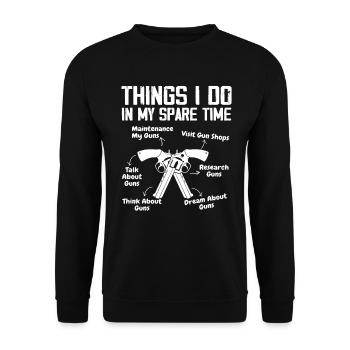 Dinge, die ich in meiner Freizeit mache Lustige Waffe für Waffenliebhaber - Unisex Pullover - Schwarz - Vorne - Alina (178cm) & Michal (187cm)