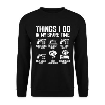 Things I Do In My Spare Time Funny Gun Lover Gun - Unisex Sweatshirt - black - Front - Alina (178cm) & Michal (187cm)