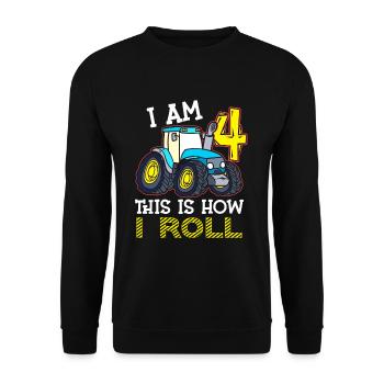 4e anniversaire drôle tracteur cadeau - Sweat-shirt Unisexe - noir - Devant - Alina (178cm) & Michal (187cm)