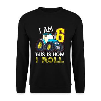 6e anniversaire drôle tracteur cadeau - Sweat-shirt Unisexe - noir - Devant - Alina (178cm) & Michal (187cm)