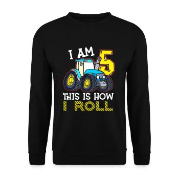 5e anniversaire drôle tracteur cadeau - Sweat-shirt Unisexe - noir - Devant - Alina (178cm) & Michal (187cm)