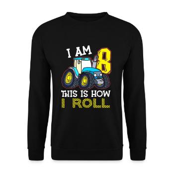 8e anniversaire drôle tracteur cadeau - Sweat-shirt Unisexe - noir - Devant - Alina (178cm) & Michal (187cm)