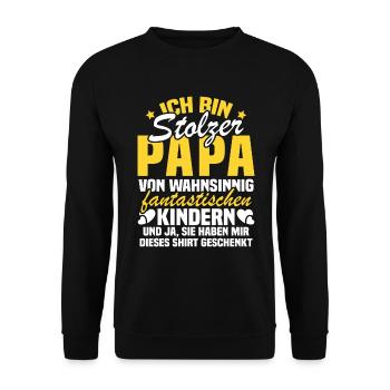 Ich bin stolzer Papa von wahnsinnig fantastischen - Unisex Pullover - Schwarz - Vorne - Alina (178cm) & Michal (187cm)