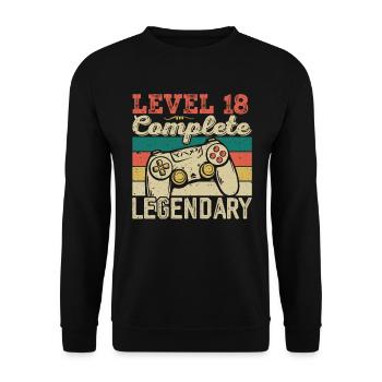 Level 18 Complete, 18th Birthday Gift - Unisex Sweatshirt - black - Front - Alina (178cm) & Michal (187cm)