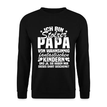 Ich bin stolzer Papa von wahnsinnig fantastischen - Unisex Pullover - Schwarz - Vorne - Alina (178cm) & Michal (187cm)
