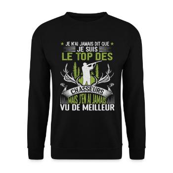Chasse Pour Homme Cerf Cadeau Chasse Hommes - Sweat-shirt Unisexe - noir - Devant - Alina (178cm) & Michal (187cm)